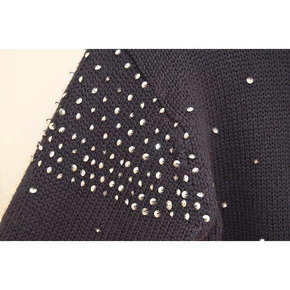 Vintage Navy Rhinestone Wool Blend Cardigan Size Medium - Picture 4 of 8